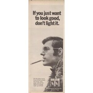 White Owl Miniatures Demi Tips Cigars Stylish Smoking Vintage Print Ad 1970